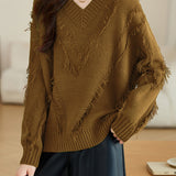 Casual Fashion V-Neck Relaxed Knit Top