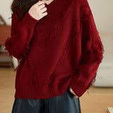 Casual Fashion V-Neck Relaxed Knit Top