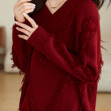 Casual Fashion V-Neck Relaxed Knit Top