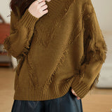 Casual Fashion V-Neck Relaxed Knit Top