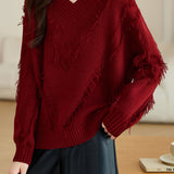 Casual Fashion V-Neck Relaxed Knit Top