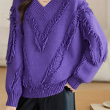 Casual Fashion V-Neck Relaxed Knit Top