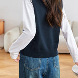 Casual Commuter Shirt Vest Faux Layered Knit Top