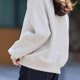 Casual Polo Collar Embroidered Letter Pullover Sweatshirt