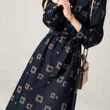 Casual Commuter Waist-Defined Printed Dress