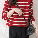 Casual Striped Decorative Button Pullover Sweater