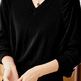 Casual Loose Batwing Sleeve Pleated Waist Knit Top