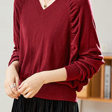 Casual Loose Batwing Sleeve Pleated Waist Knit Top