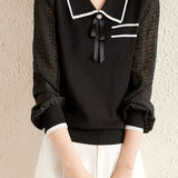 Casual Commuter Chiffon Sleeve Knit Top
