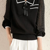Casual Commuter Chiffon Sleeve Knit Top