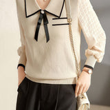 Casual Commuter Chiffon Sleeve Knit Top