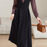 Fashionable Commuter Color-Block Patchwork Dress