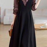 Fashionable Commuter Color-Block Patchwork Dress