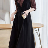 Fashionable Commuter Color-Block Patchwork Dress