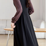 Fashionable Commuter Color-Block Patchwork Dress