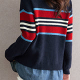 Casual Faux Layered Denim Patchwork Striped Shirt