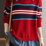 Casual Faux Layered Denim Patchwork Striped Shirt