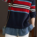Casual Faux Layered Denim Patchwork Striped Shirt
