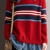 Casual Faux Layered Denim Patchwork Striped Shirt