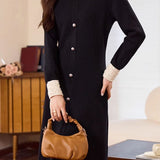 Elegant Beaded Waist-Defined Knit Dress