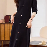 Elegant Beaded Waist-Defined Knit Dress