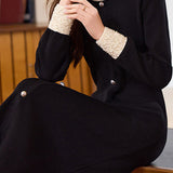 Elegant Beaded Waist-Defined Knit Dress