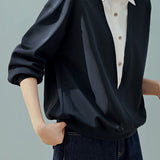 Casual Color-Block Patchwork Faux Layered Long Sleeve Sweatshirt