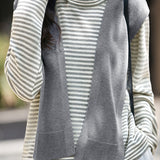 Casual Loose Color-Block Striped Shawl Knit Top
