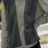 Casual Loose Color-Block Striped Shawl Knit Top