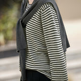 Casual Loose Color-Block Striped Shawl Knit Top
