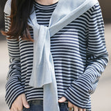 Casual Loose Color-Block Striped Shawl Knit Top