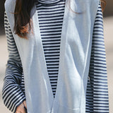 Casual Loose Color-Block Striped Shawl Knit Top
