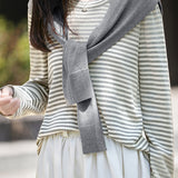 Casual Loose Color-Block Striped Shawl Knit Top