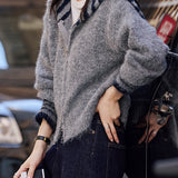 Casual Versatile Double-Headed Zip Navy Collar Jacket
