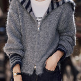 Casual Versatile Double-Headed Zip Navy Collar Jacket