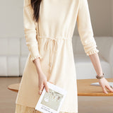 Exquisite Elegant Pearl Neckline Waist-Defined Dress