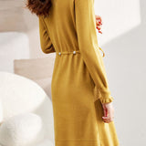 Exquisite Elegant Pearl Neckline Waist-Defined Dress