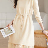 Exquisite Elegant Pearl Neckline Waist-Defined Dress