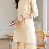 Exquisite Elegant Pearl Neckline Waist-Defined Dress