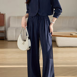 Casual Short Jacket and Long Pants Set