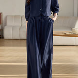 Casual Short Jacket and Long Pants Set