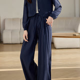 Casual Short Jacket and Long Pants Set