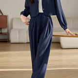 Casual Short Jacket and Long Pants Set