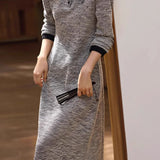 Minimalist Polo Collar Textured A-Line Dress