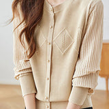Elegant Round Neck Chiffon and Knit Patchwork Top