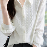 Elegant Office Paneled Textured White Shirt