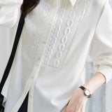 Elegant Office Paneled Textured White Shirt
