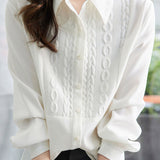 Elegant Office Paneled Textured White Shirt