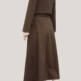 Elegant Mock Neck Waist-Cinched A-Line Knitted Dress