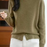 Casual Warm Boat Neck Buttoned Split Sweater